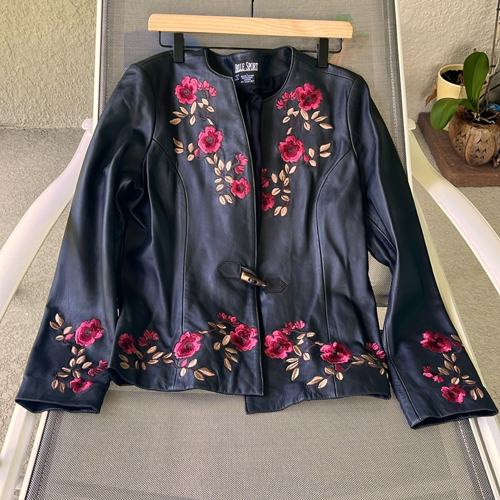 Vintage Belle Sport Genuine Black Leather Women Jacket